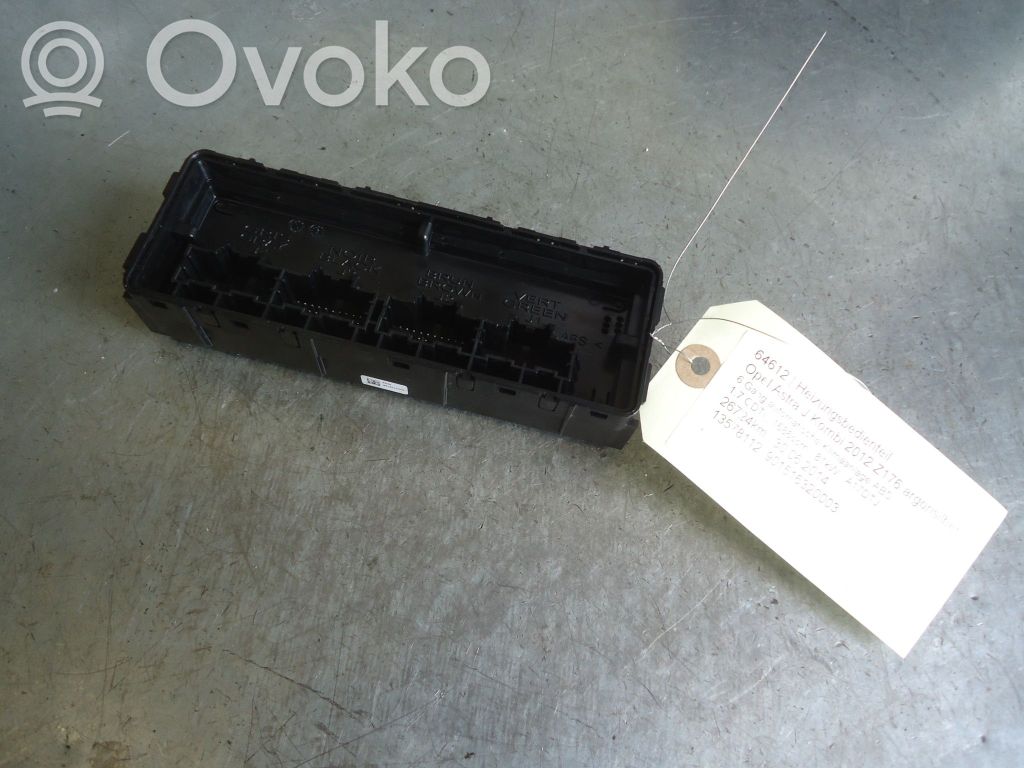 Opel Astra J Interruptor de control del ventilador interior 