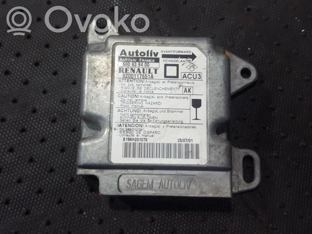 Centralina/modulo airbag   600639400,600639400,196H201078,600639400,8200117651A