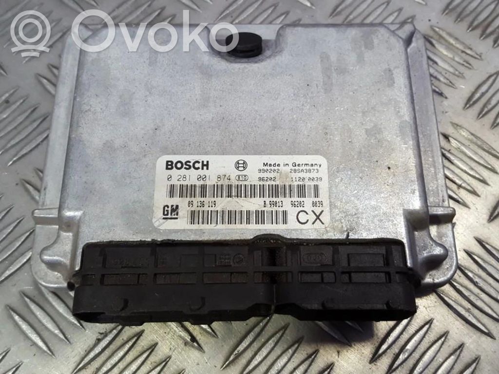 Sterownik / Moduł ECU   09136119,GM09136119,0281001874,09136119,GM09136119