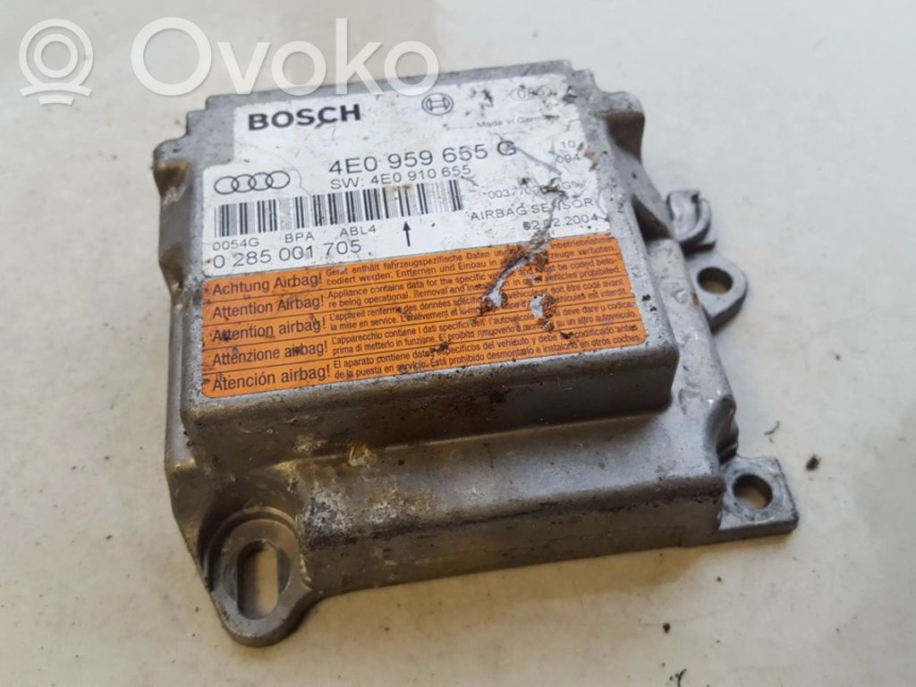 Sterownik / Moduł Airbag   4E0959655G,0285001705,0285001705,4E0959655G