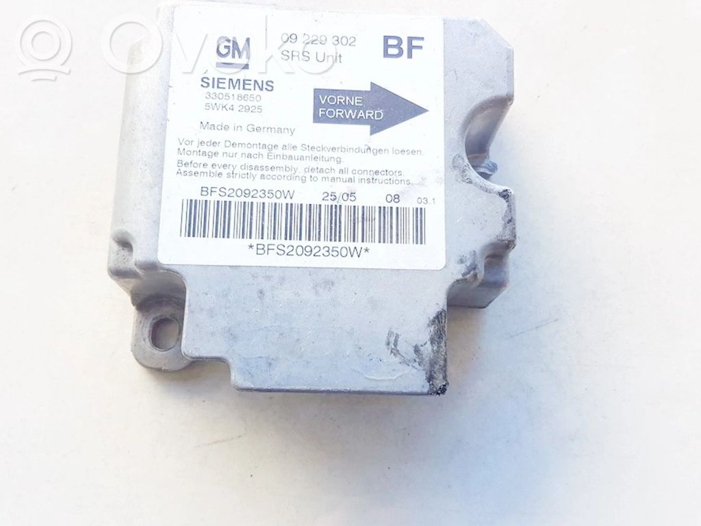 Centralina/modulo airbag   09229302BF,5WK42925,09229302BF,5WK42925