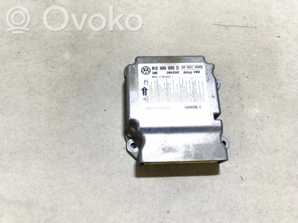 Unidad de control/módulo del Airbag   1K0909605D,5WK43411,19040508C,1K0909605D,5WK43411