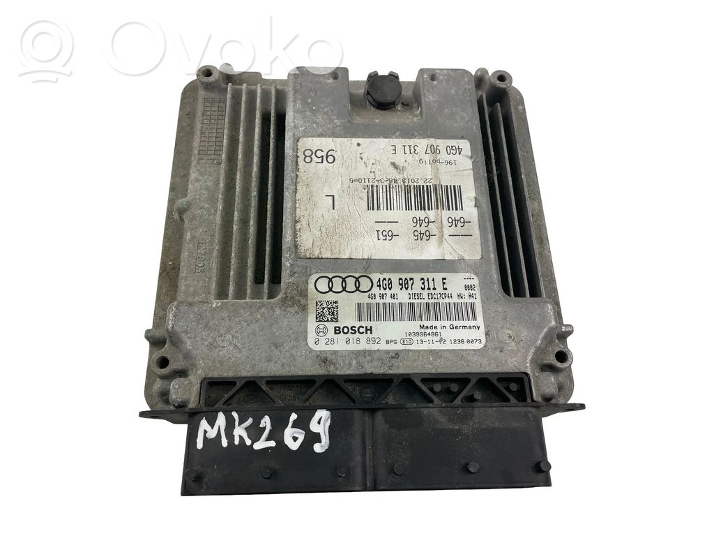Engine control unit/module ECU   4G0907311E,0281018892