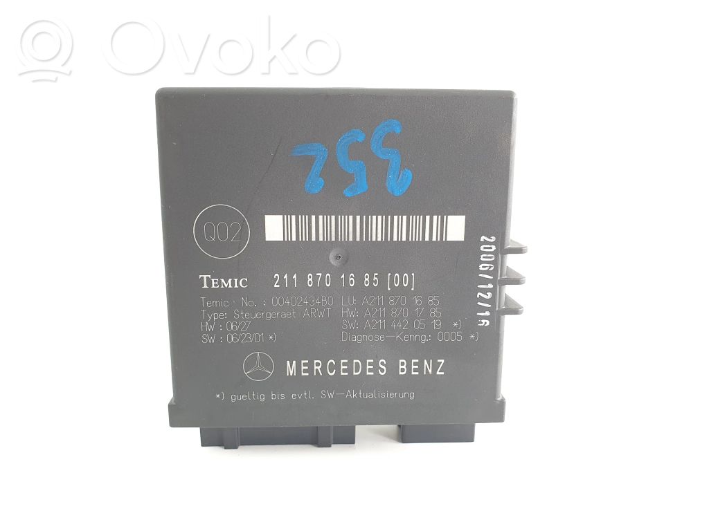 Mercedes-Benz E W211 Tailgate/trunk control unit/module 