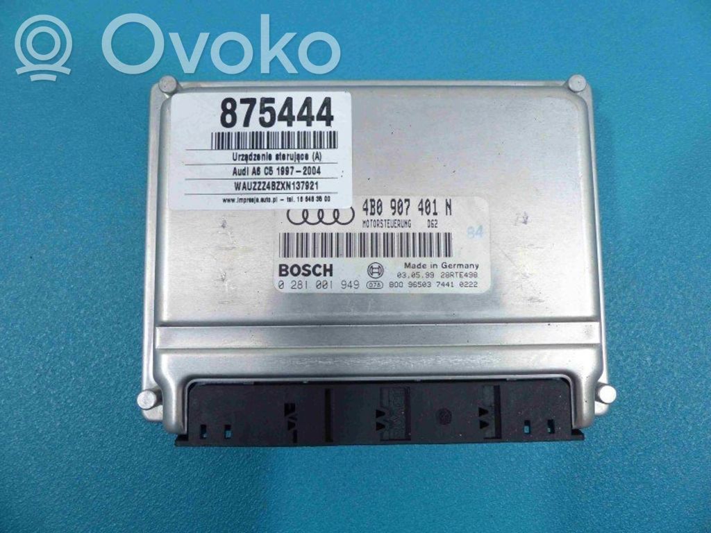Engine control unit/module ECU   0281001949,IMPRK875444,4B0907401N