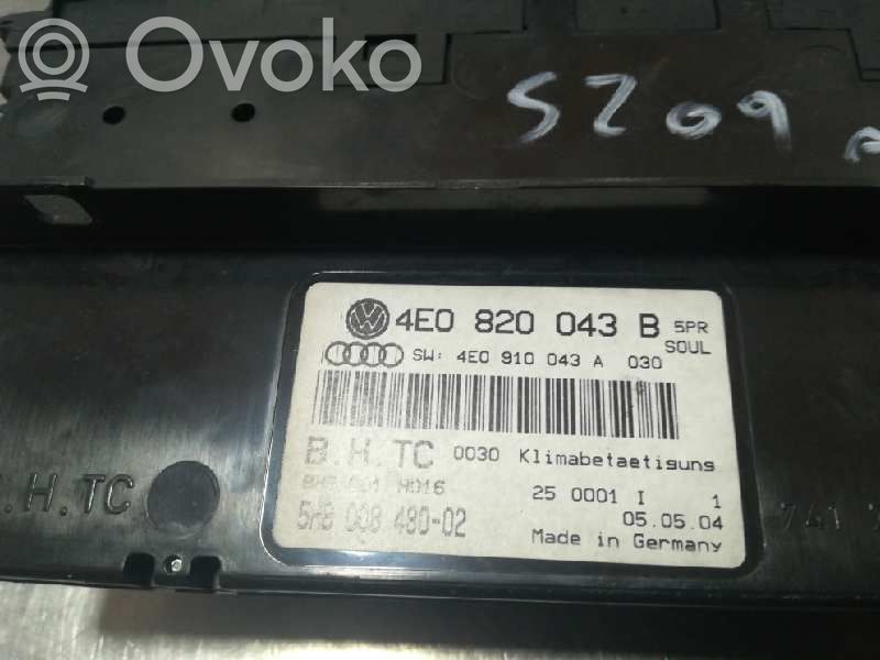Panel klimatyzacji   4E0820043B,5209