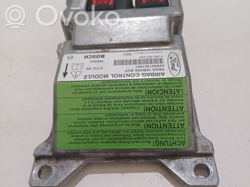 Airbag control unit/module   98AG14B056ACF,0285001249,820027221001
