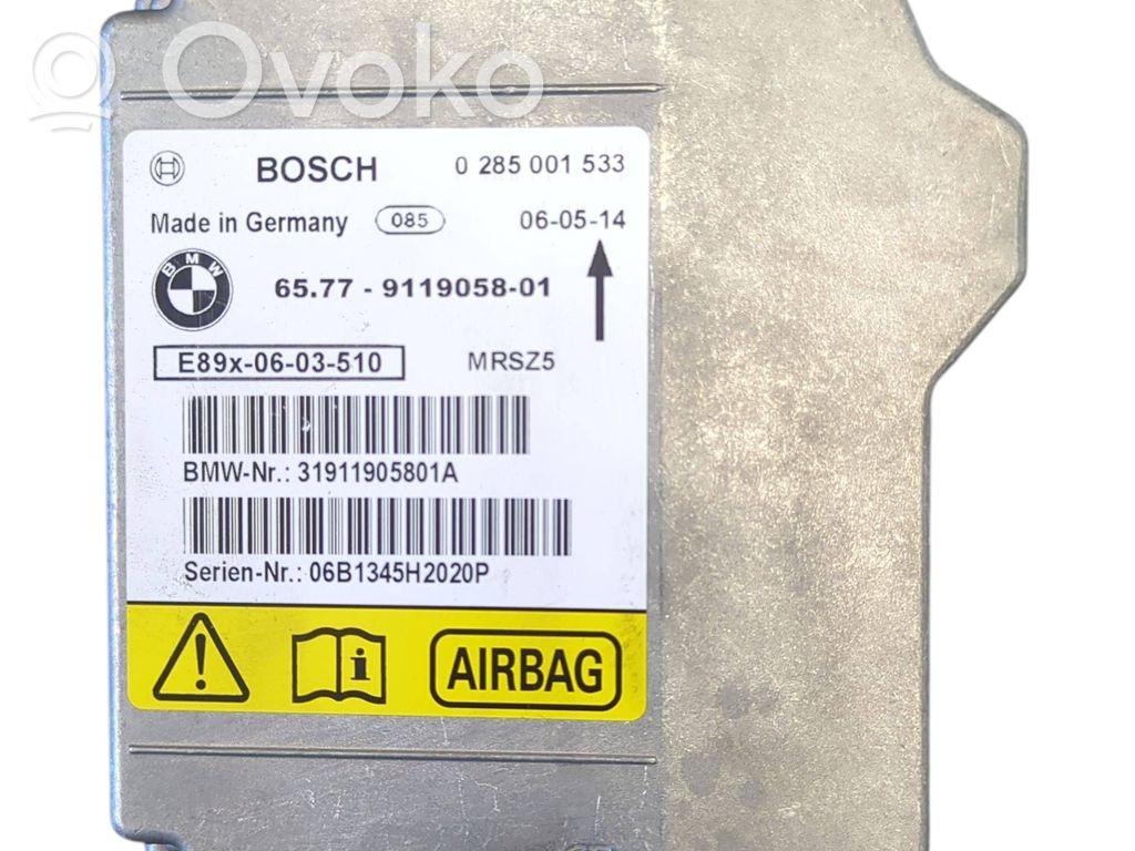 BMW 3 E90 E91 Module de contrôle airbag 