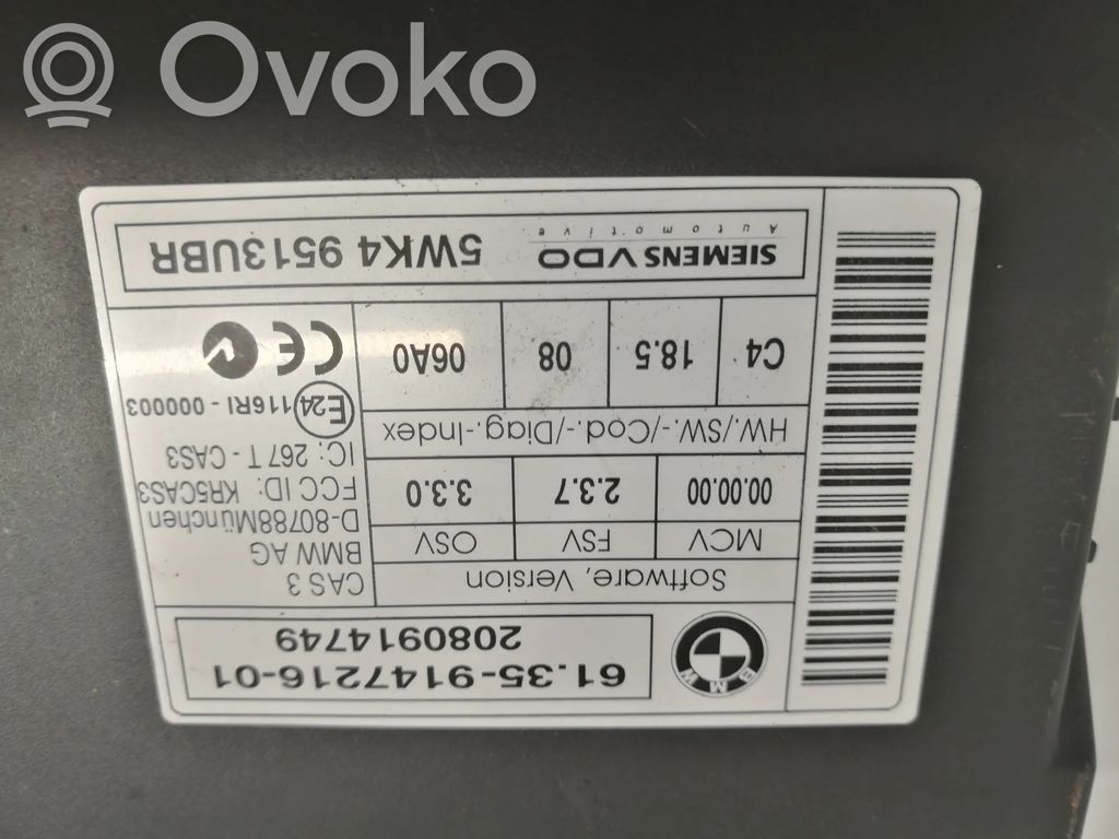 BMW 5 E60 E61 CAS valdymo blokas/ modulis 