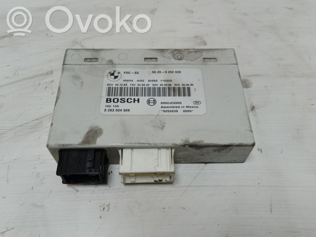 Pysäköintitutkan (PCD) ohjainlaite/moduuli   9252639,0263004509,66206969281,66206973115,66206974021,66206981390,66206982386,66206982390,66206982394,66206982402,66209225825,66216947796,6947796,6969281,6973115,6974021,6981390,6982386,6982390,6982394,6982402,9225825