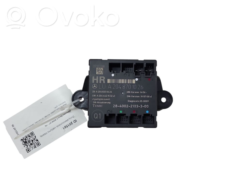 Mercedes-Benz C W204 Door control unit/module 
