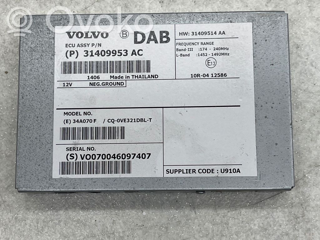 Autres unités de commande / modules   31409953AC,34A070F,V0070046097407