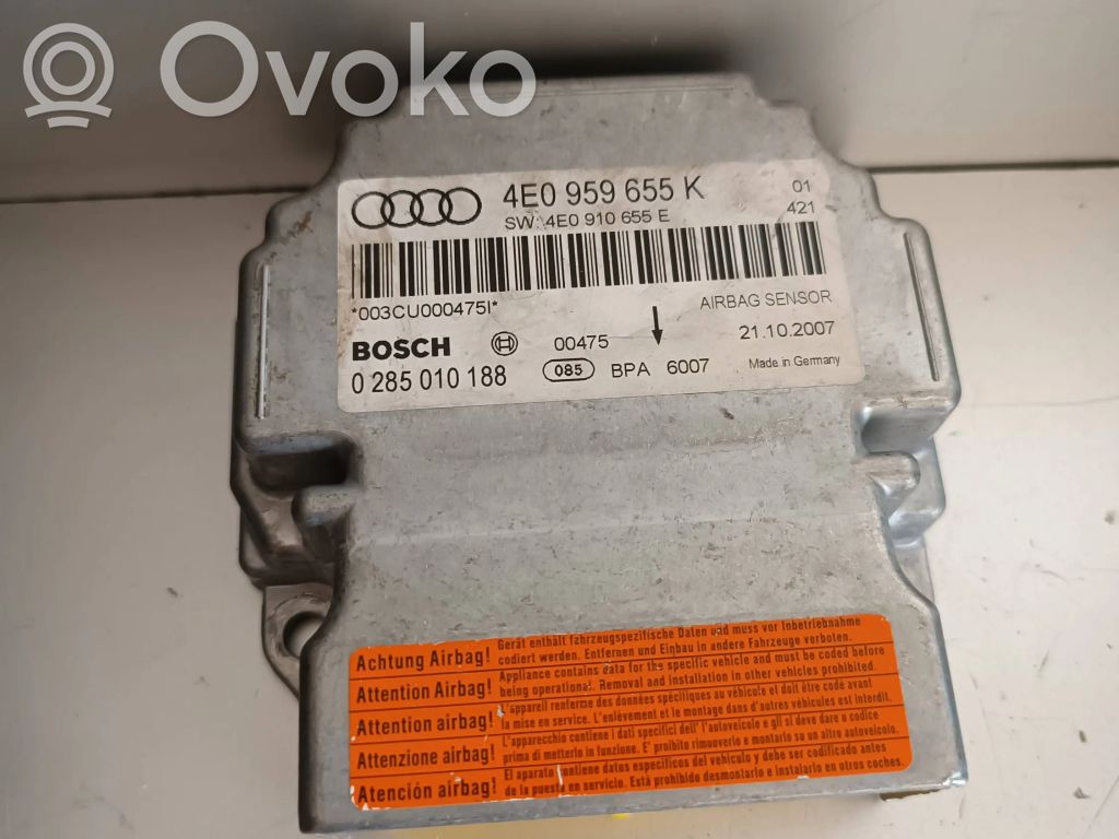 Audi A8 S8 D3 4E Unitate/modul de comandă airbaguri 