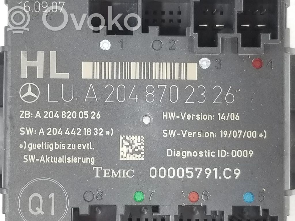 Mercedes-Benz C W204 Alte unități/module de control 