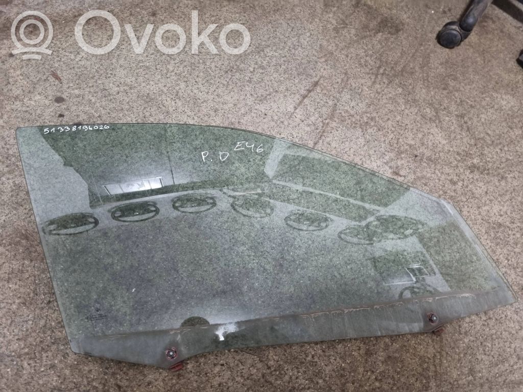 BMW 3 E46 priekšējo durvju stikls (četrdurvju mašīnai) 