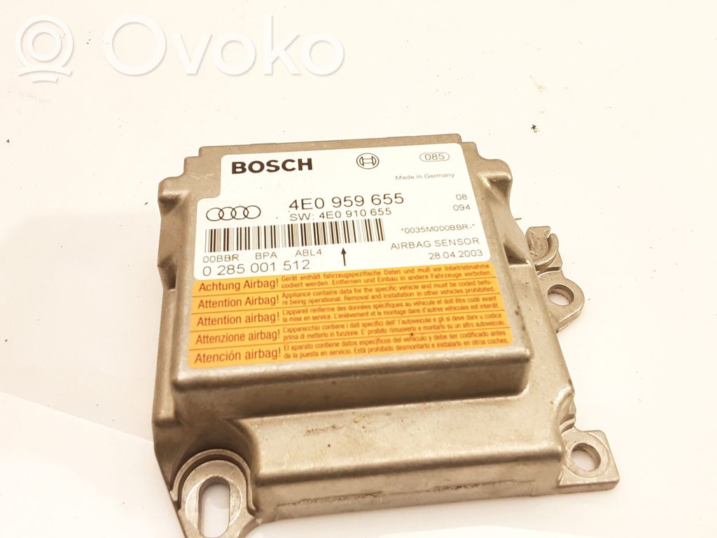 Audi A8 S8 D3 4E Module de contrôle airbag 