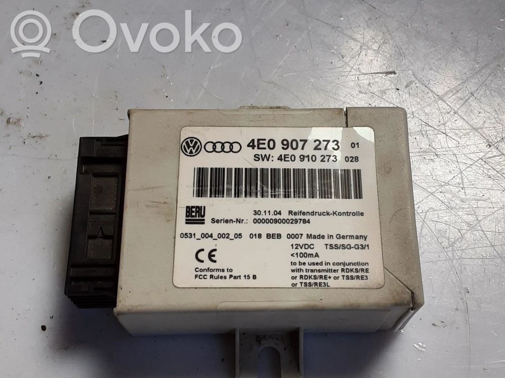Audi A8 S8 D3 4E Module de pression des pneus 