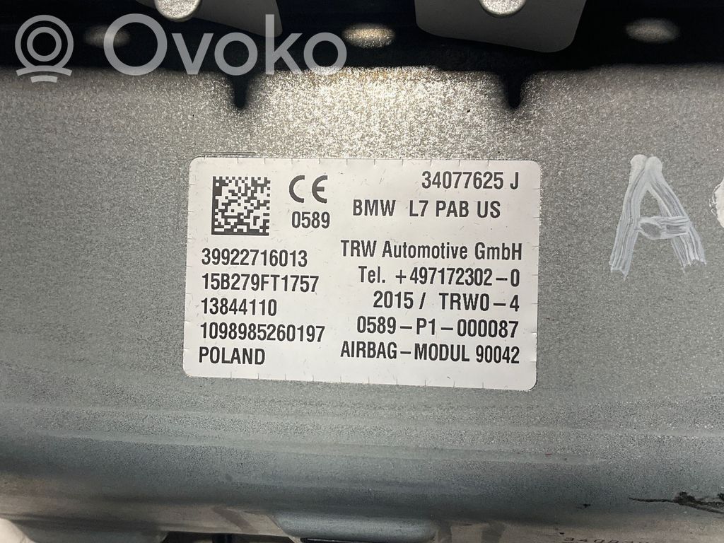 Poduszka powietrzna Airbag pasażera   497172302,39922716013,34077625J