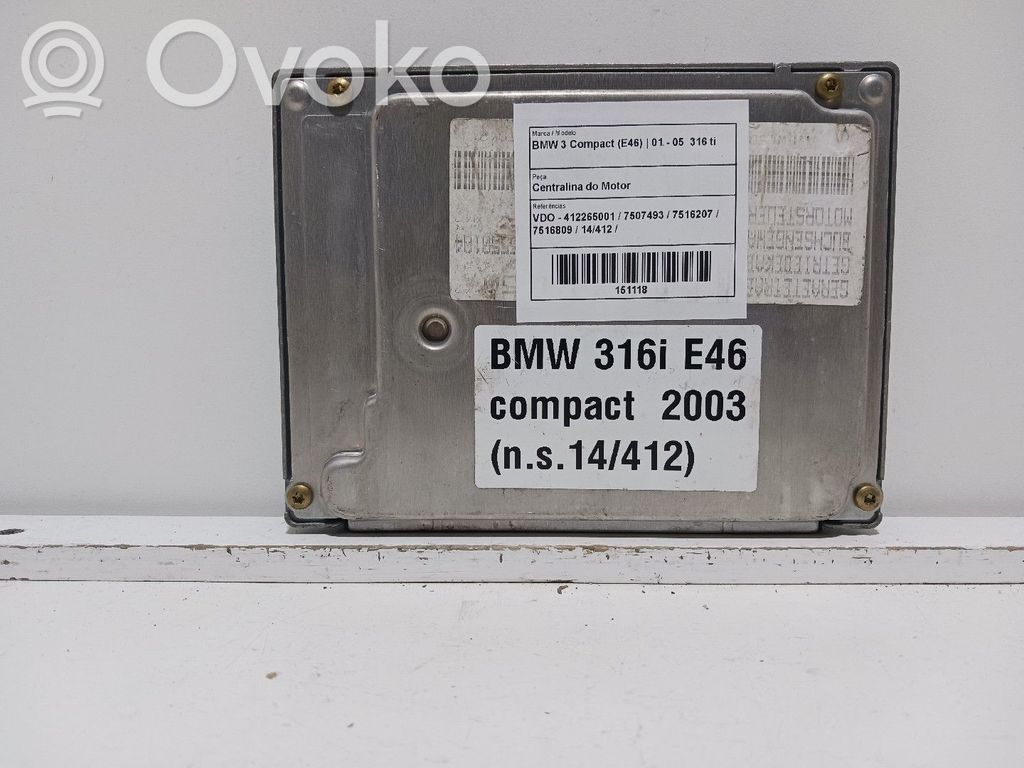 BMW 3 E46 Centralina/modulo del motore 