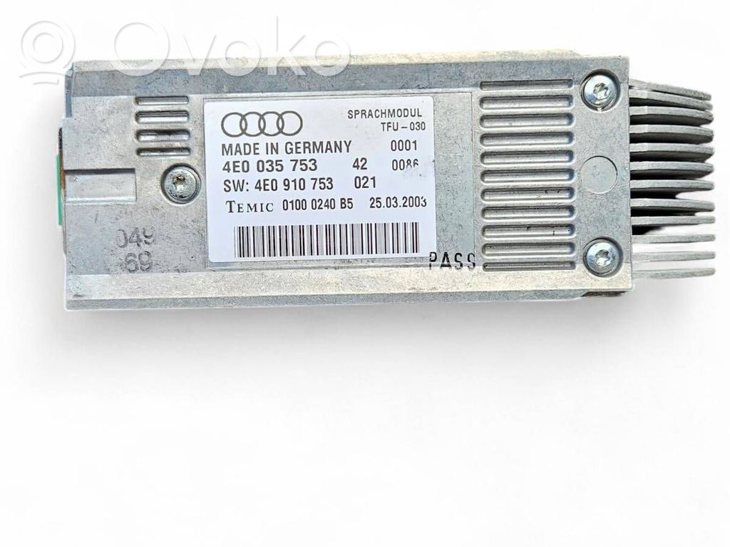 Audi A8 S8 D3 4E Voice control module 