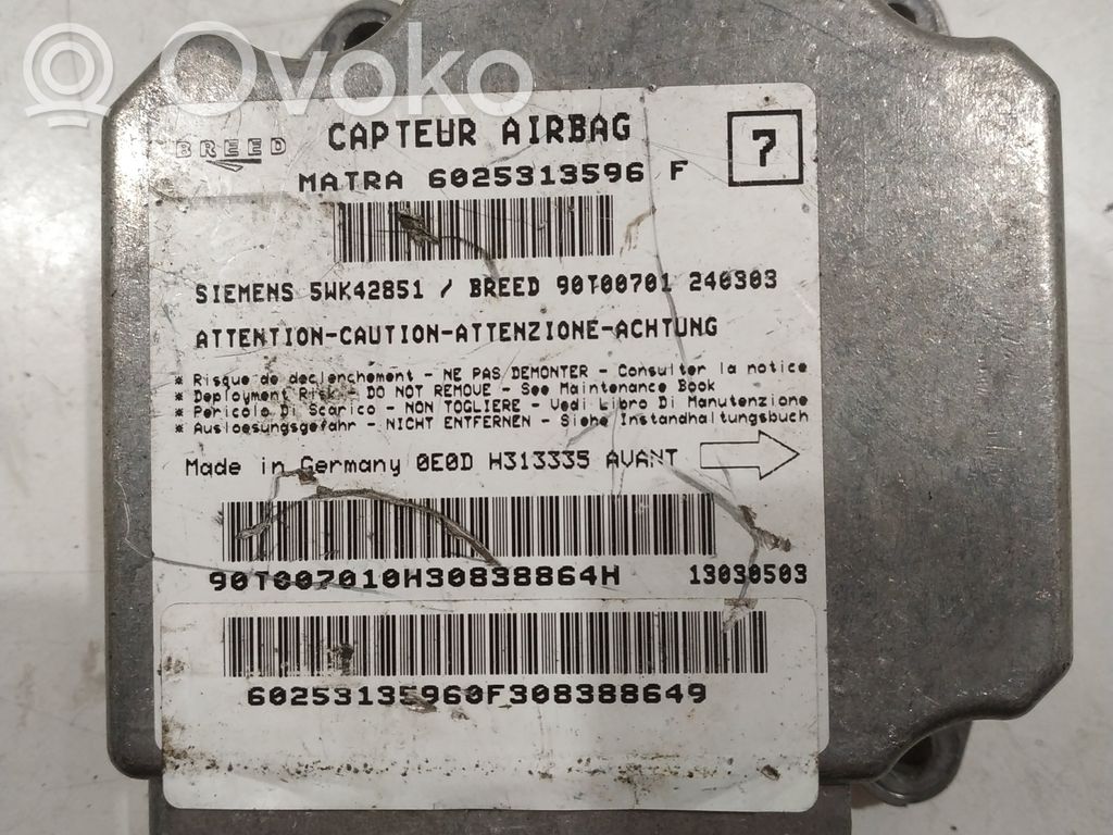 Renault Espace III Airbag control unit/module 