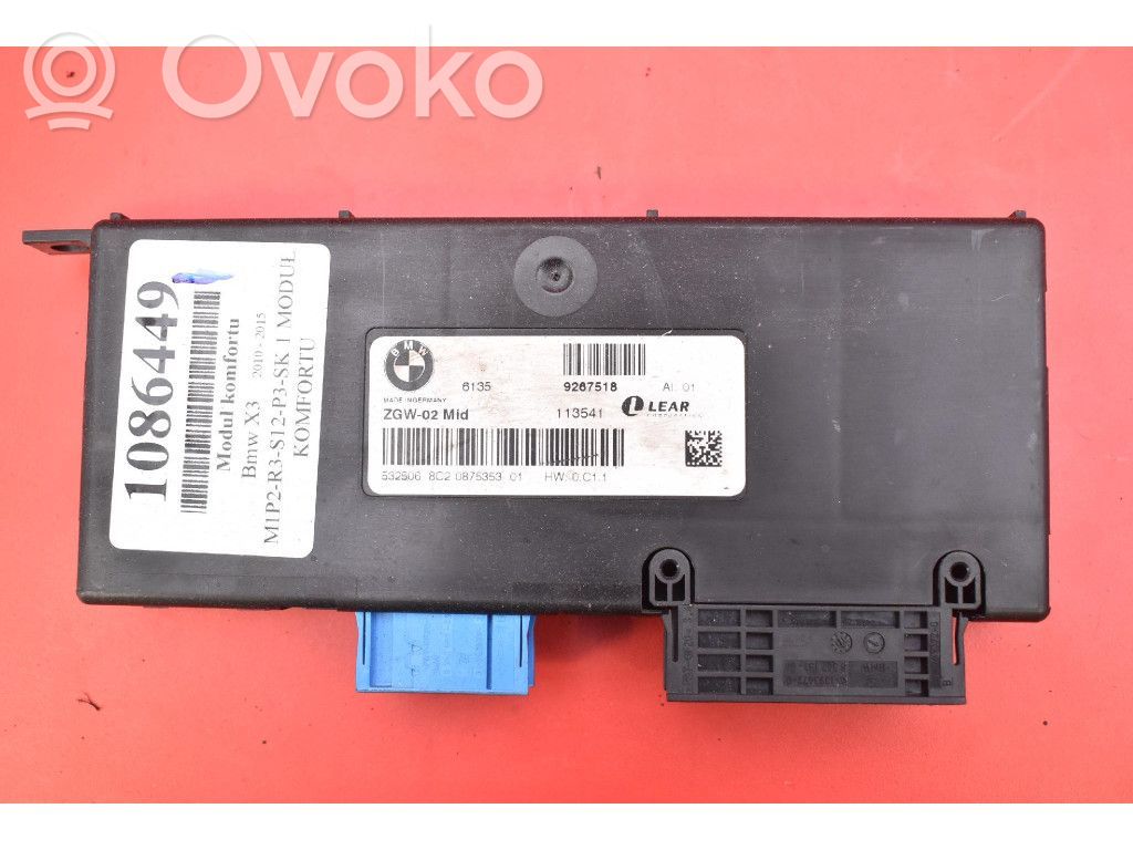 BMW X3 F25 Módulo de confort/conveniencia 