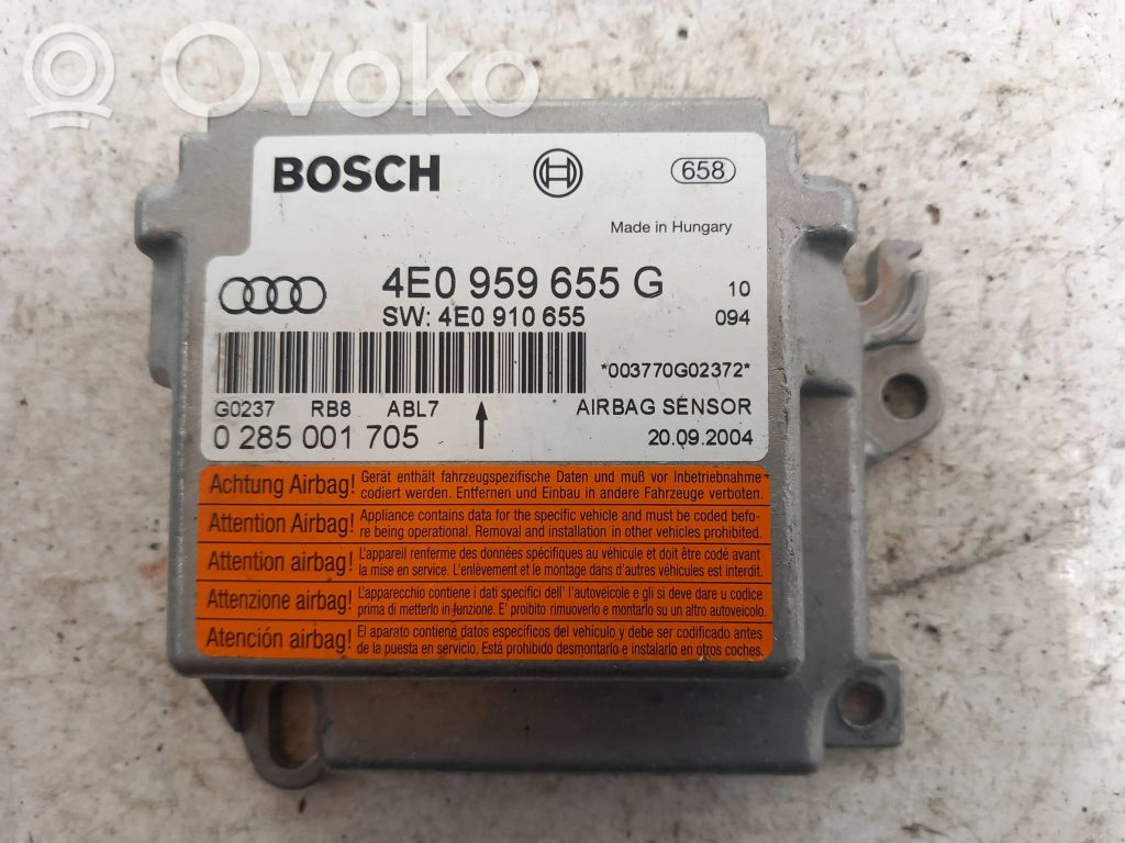 Audi A8 S8 D3 4E Module de contrôle airbag 