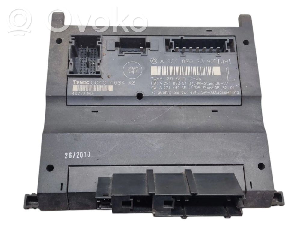 Mercedes-Benz S W221 Module de commande de siège 
