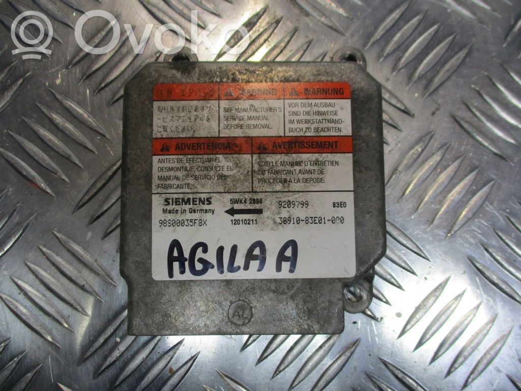 Opel Agila A Airbag control unit/module 