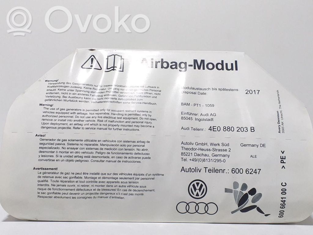 Audi A8 S8 D3 4E Sānu drošības spilvens 