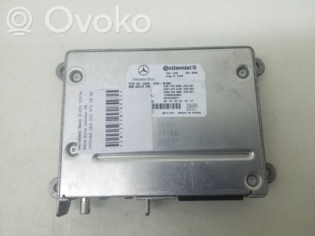 Mercedes-Benz S W221 Unidad de control/módulo de bluetooth 