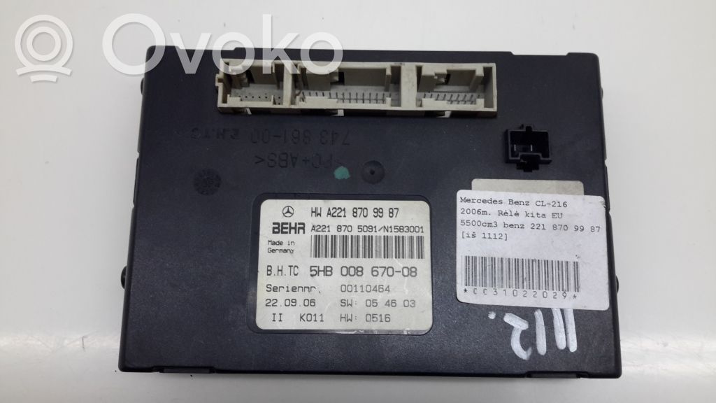 Mercedes-Benz CL C216 Unitate control aer condiționat/încălzire 