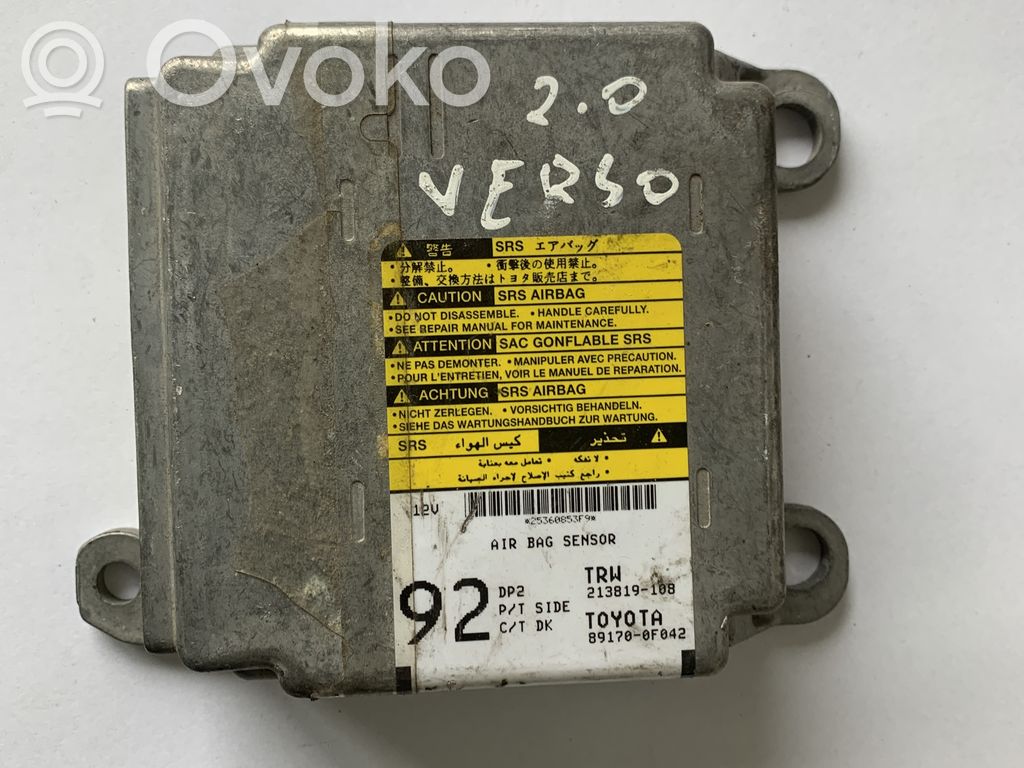 Toyota Corolla Verso AR10 Airbag control unit/module 