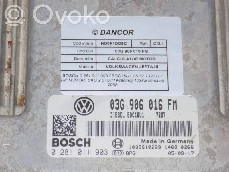 Volkswagen Golf V Engine control unit/module 