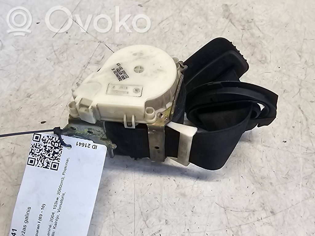 Volkswagen Touran I Saugos diržas galinis 