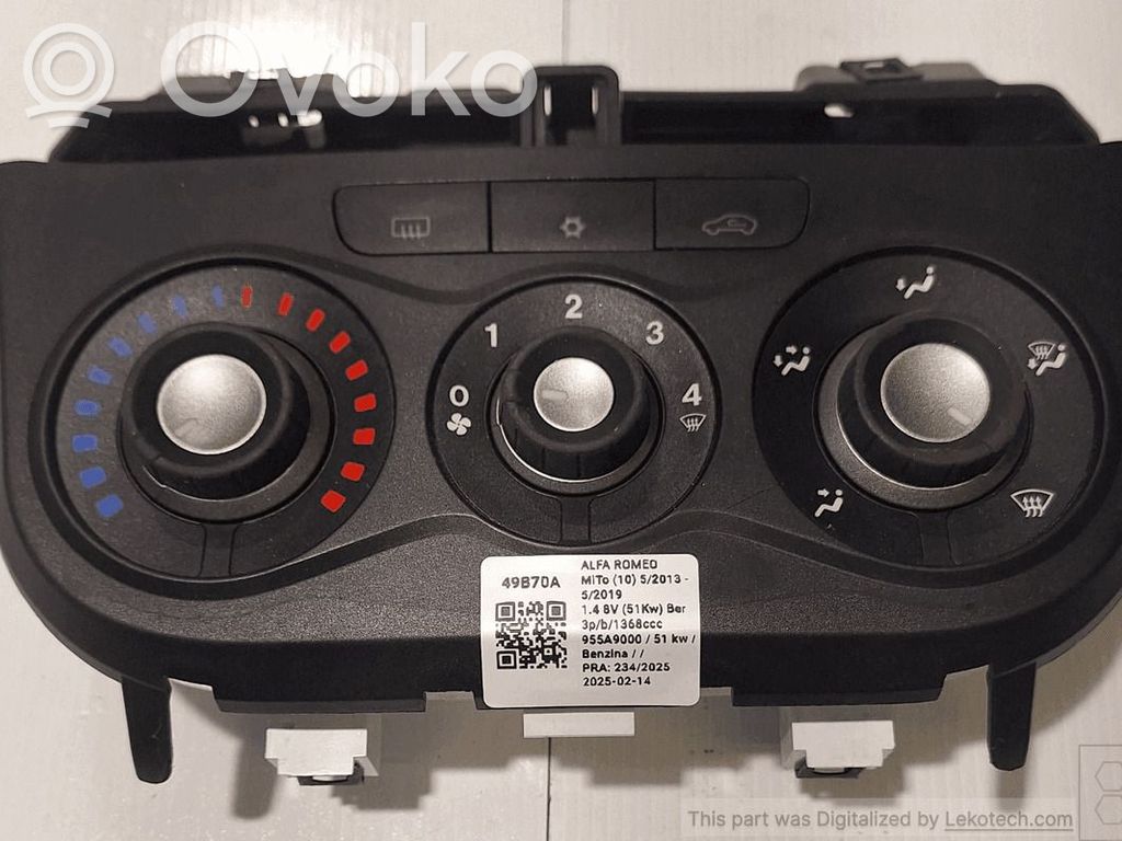 Alfa Romeo Mito Climate control unit 