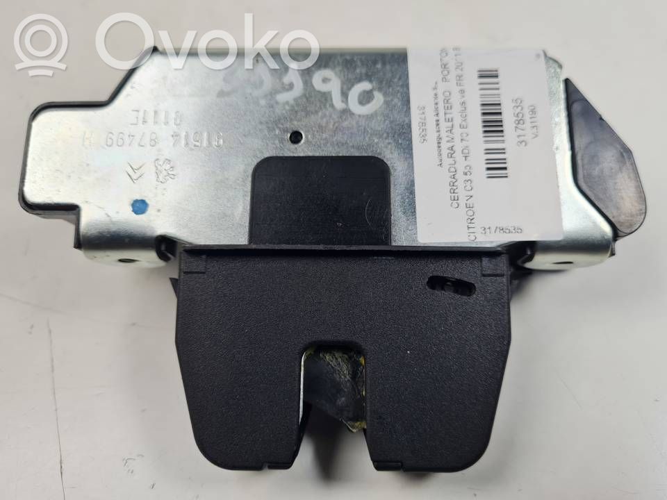 Citroen C3 Blocco/chiusura/serratura del portellone posteriore/bagagliaio 