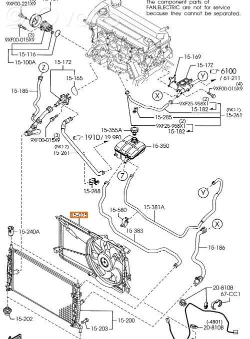 Mazda 3 I Elektryczny wentylator chłodnicy 