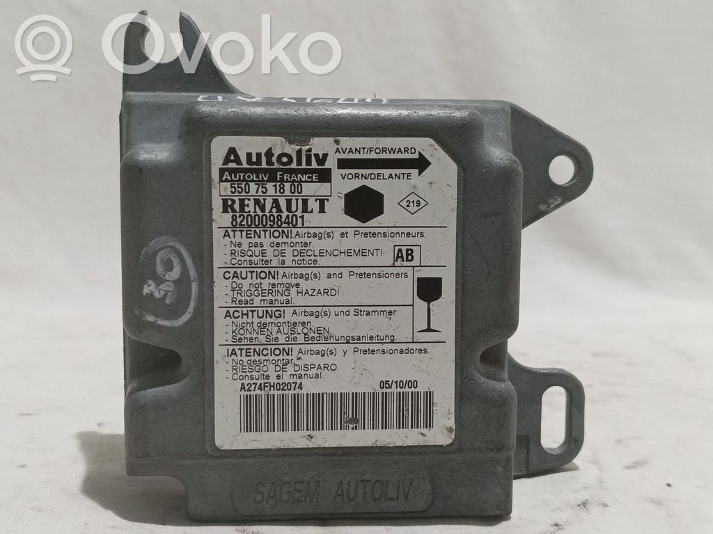 Unidad de control/módulo del Airbag   550751800,8200098401