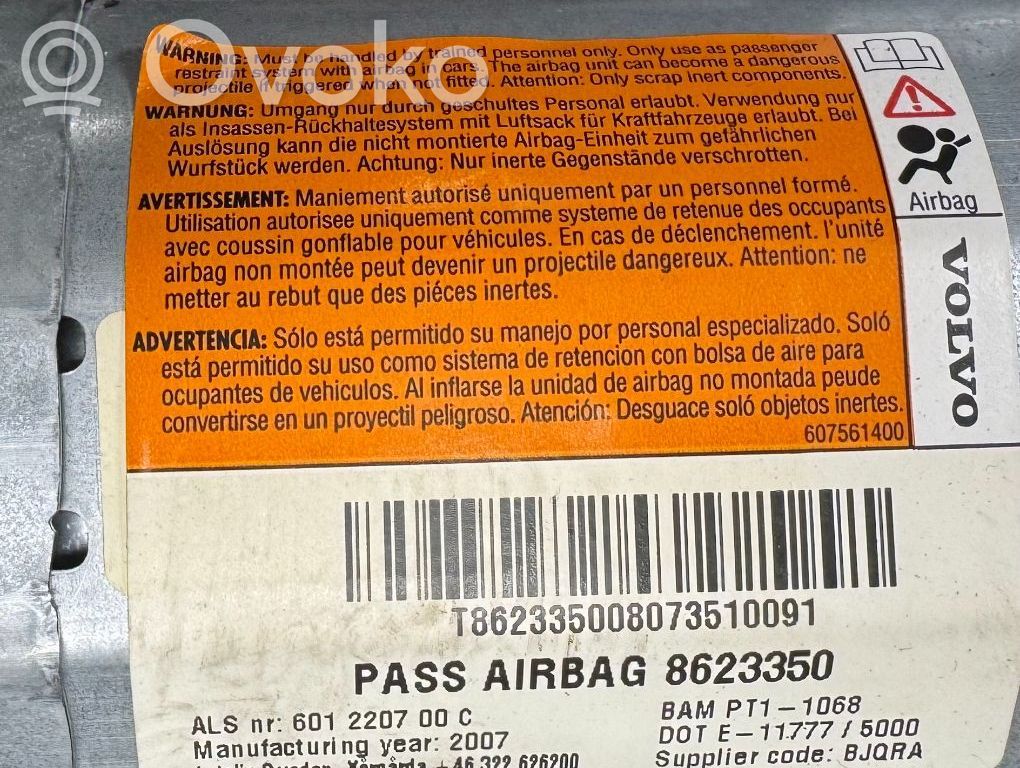Volvo S40 Poduszka powietrzna Airbag pasażera 