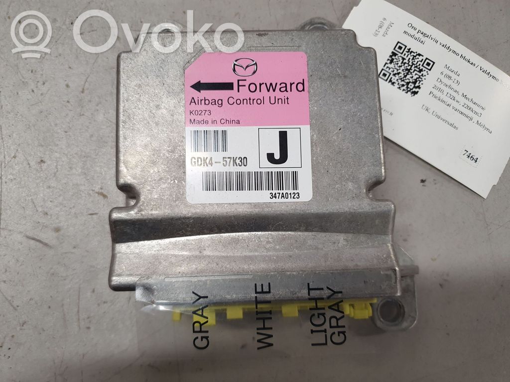 Mazda 6 Gaisa spilvenu vadības bloks 