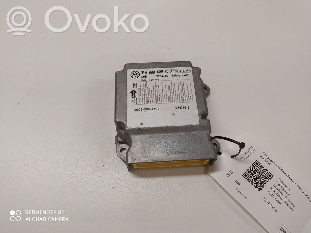 Volkswagen Golf V Airbag control unit/module 