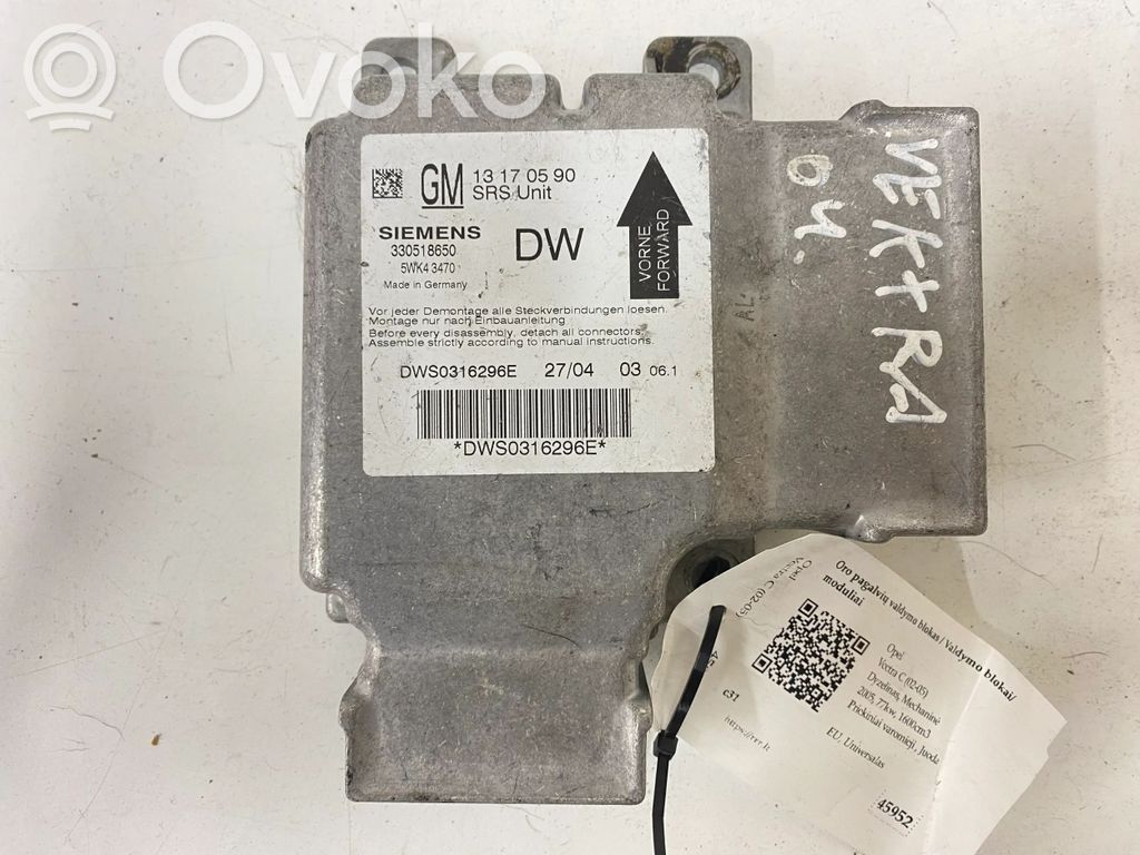 Opel Vectra C Airbag control unit/module 