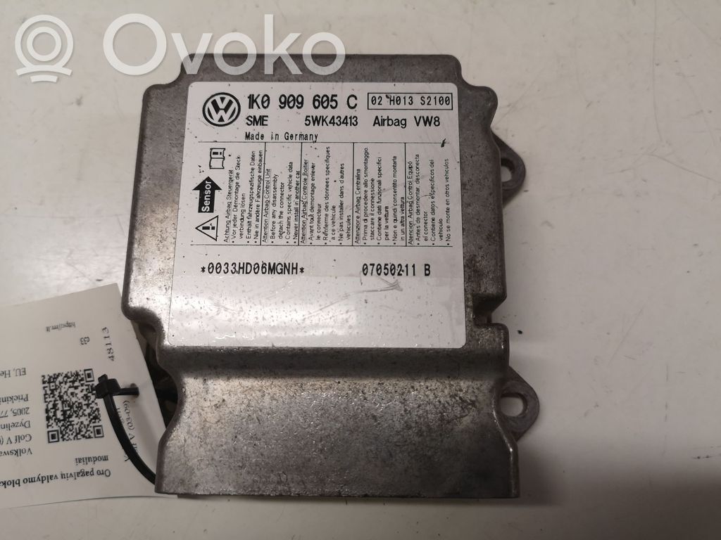 Volkswagen Golf V Airbag control unit/module 