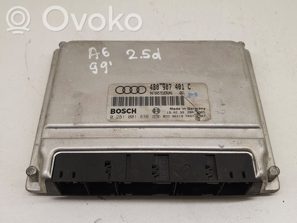 Engine control unit/module ECU   4B0907401C,0281001836