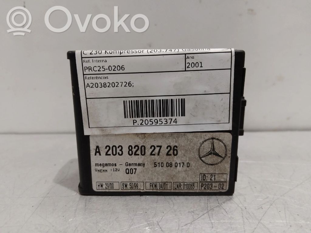 Unidad de control/módulo de alarma   A2038202726