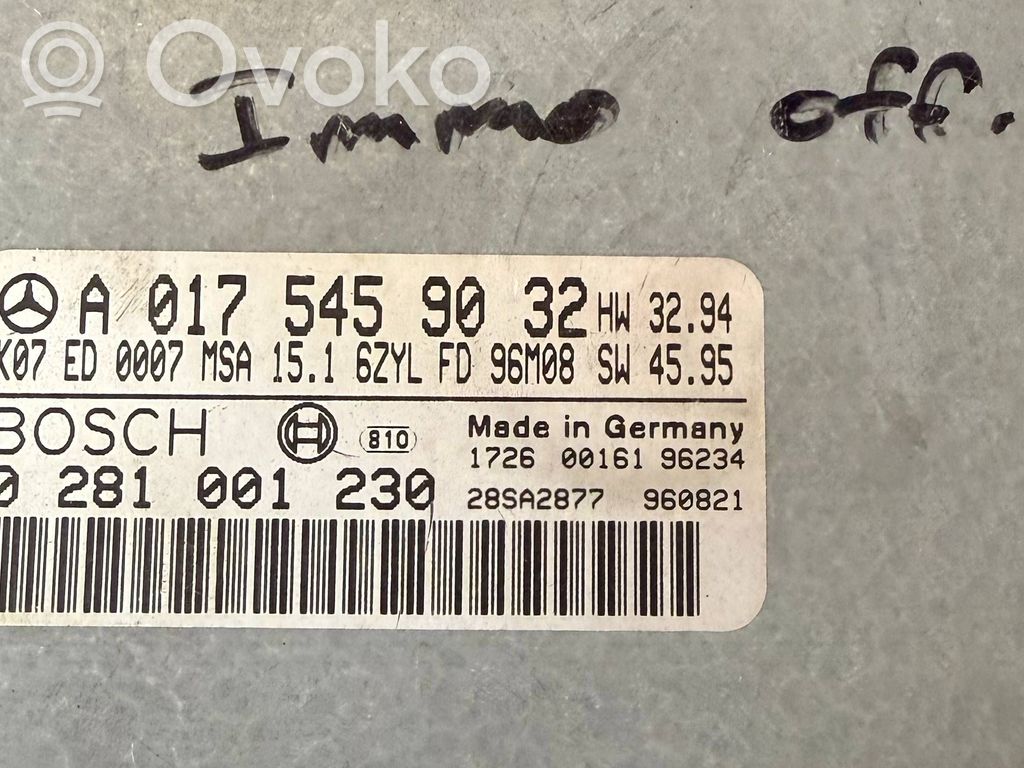 Engine control unit/module   A0175459032,28SA2877,0281001230