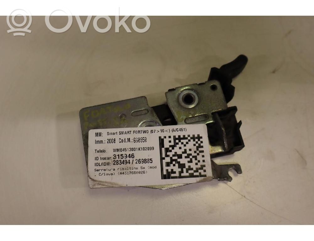 Smart ForTwo II Cierre/cerradura/bombín del maletero/compartimento de carga