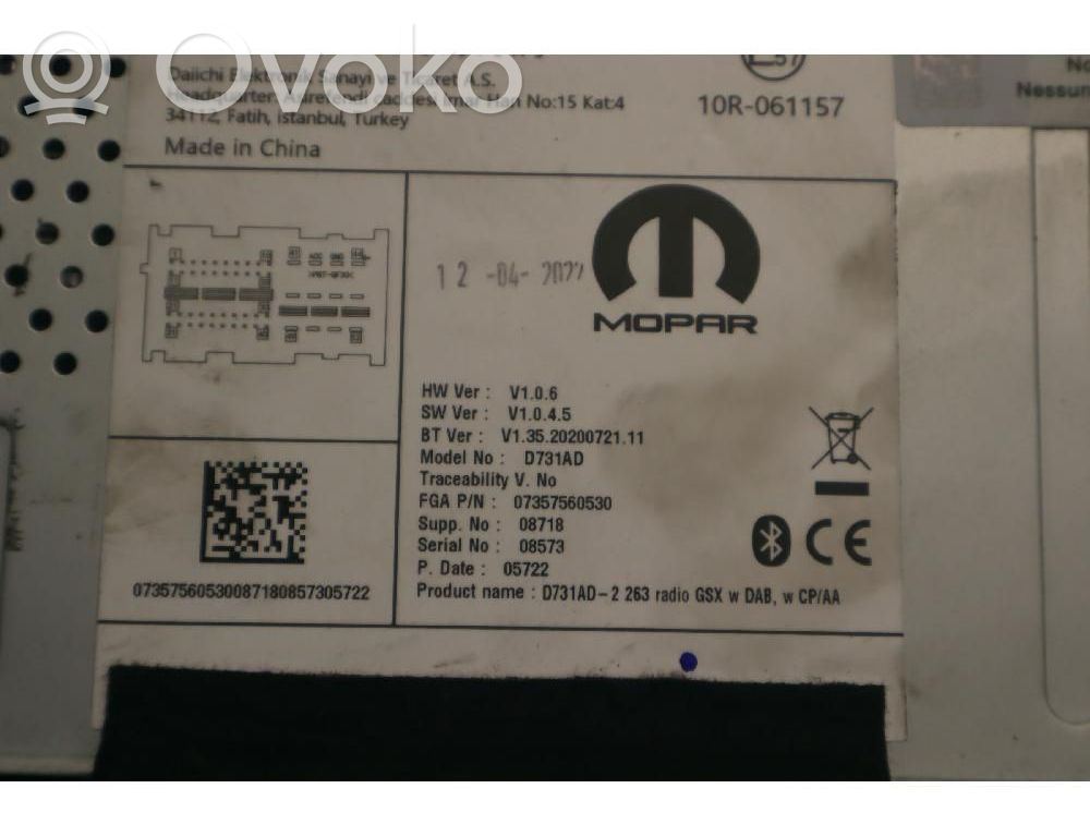 Fiat Doblo Unité principale radio / CD / DVD / GPS 