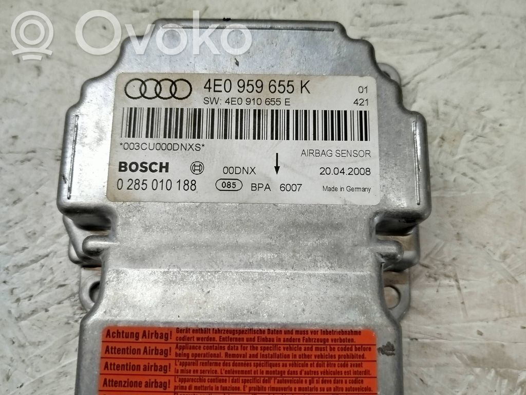 Audi A8 S8 D3 4E Unitate/modul de comandă airbaguri 